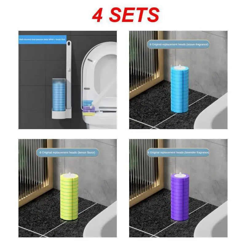 Disposable Toilet Brush Cleaner With Long Handle Bathroom Cleaning Brush With Replaceable Brush Head Toilet Accessories