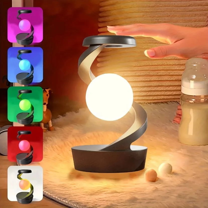 3D Levitating Ball Lamp RGB Floating LED Night Light with Wireless Phone Charger Floating and Spinning in Air with LED Moon Lamp