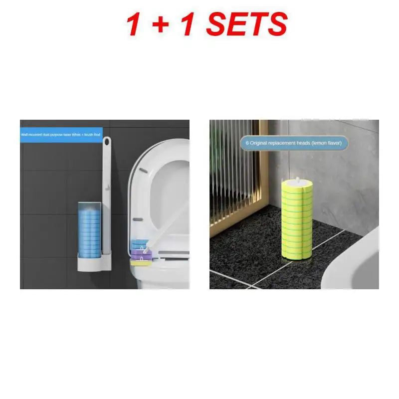 Disposable Toilet Brush Cleaner With Long Handle Bathroom Cleaning Brush With Replaceable Brush Head Toilet Accessories