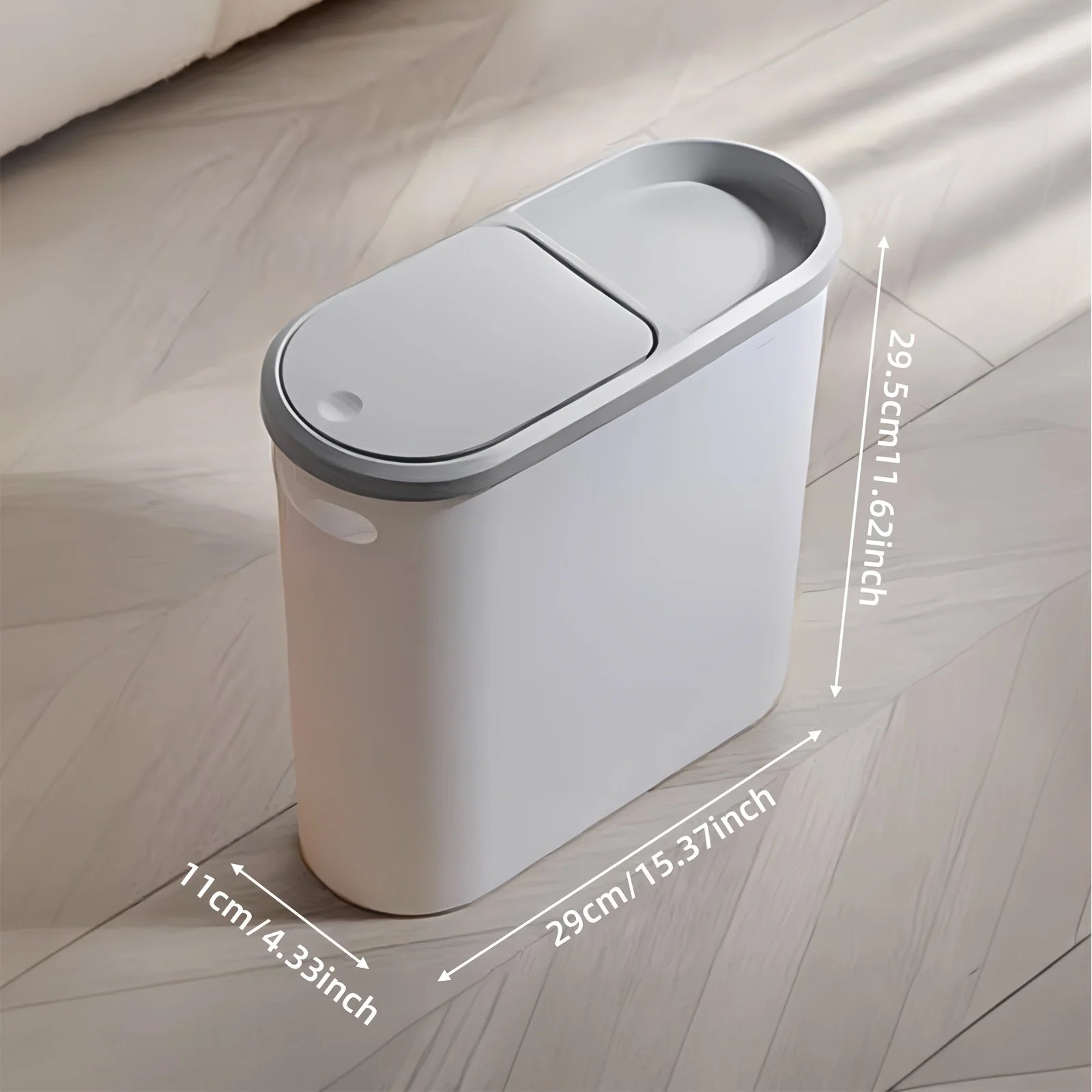 Bathroom Trash Can, Compact and Durable Plastic Trash Can with Built-in Handle, Easy to Clean, Rust-proof, Space-saving Design