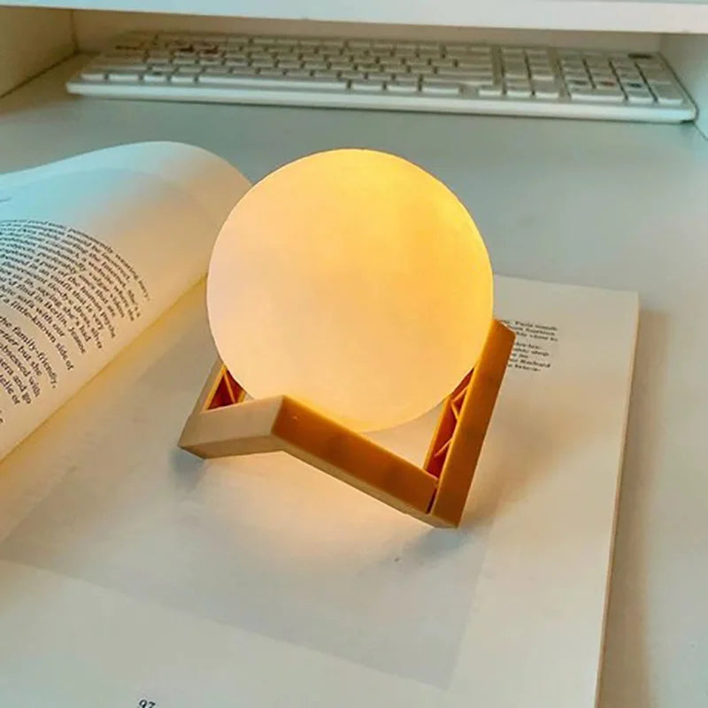 Led Moon Lamp Night Light With Stand Bedroom Gift Decor Print 6cm/8cm Lamps Battery Powered Creative Table Romantic 3d Lights