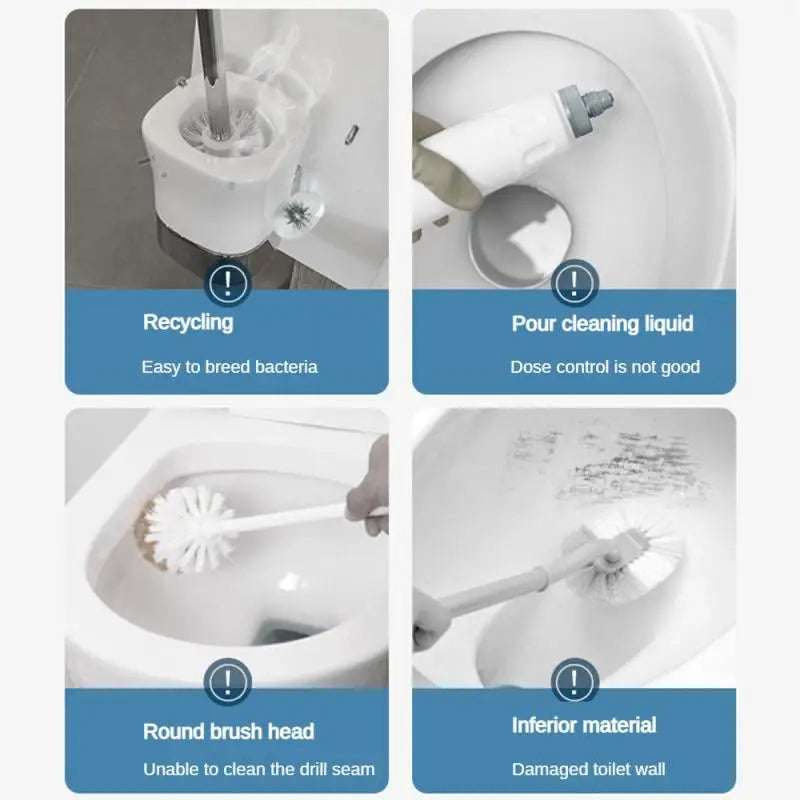 Disposable Toilet Brush Cleaner With Long Handle Bathroom Cleaning Brush With Replaceable Brush Head Toilet Accessories