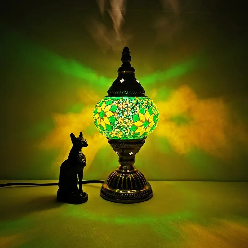 Turkish Mosaic Stained Glass Table Lamp, Retro Romantic Decor for Bedroom Cafe Homestay