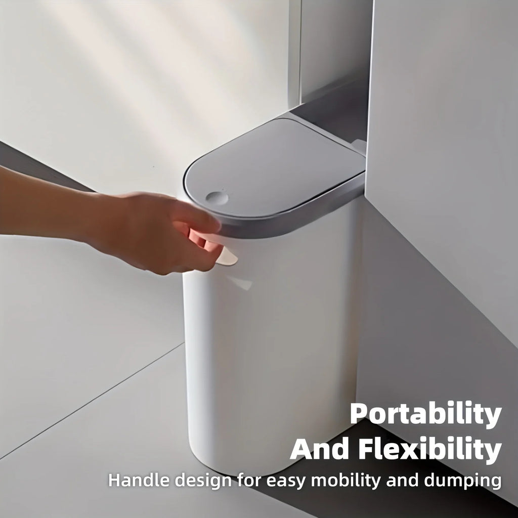 Bathroom Trash Can, Compact and Durable Plastic Trash Can with Built-in Handle, Easy to Clean, Rust-proof, Space-saving Design