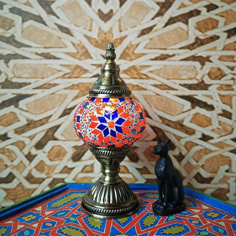 Turkish Mosaic Stained Glass Table Lamp, Retro Romantic Decor for Bedroom Cafe Homestay