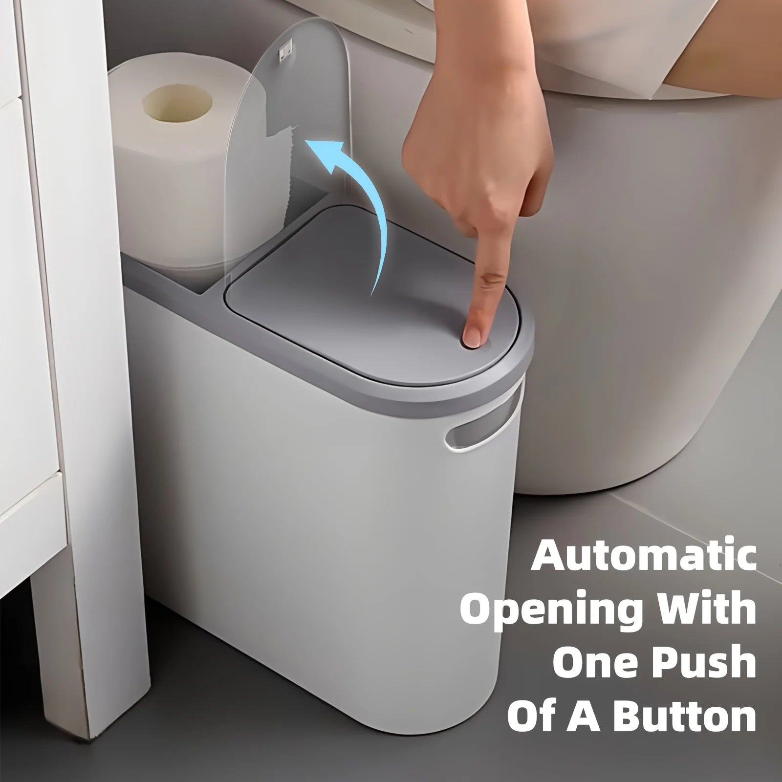 Bathroom Trash Can, Compact and Durable Plastic Trash Can with Built-in Handle, Easy to Clean, Rust-proof, Space-saving Design