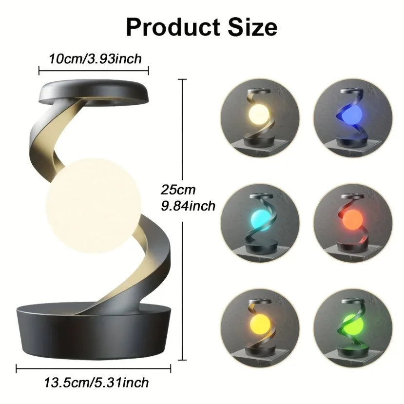 3D Levitating Ball Lamp RGB Floating LED Night Light with Wireless Phone Charger Floating and Spinning in Air with LED Moon Lamp